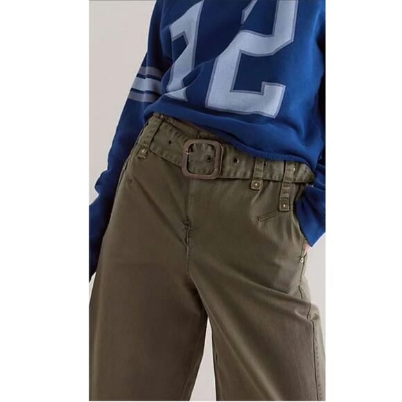 NWT FREE PEOPLE We The Free Sloane Belted Pants $148 X-LARGE Western Inspired - Picture 2 of 6